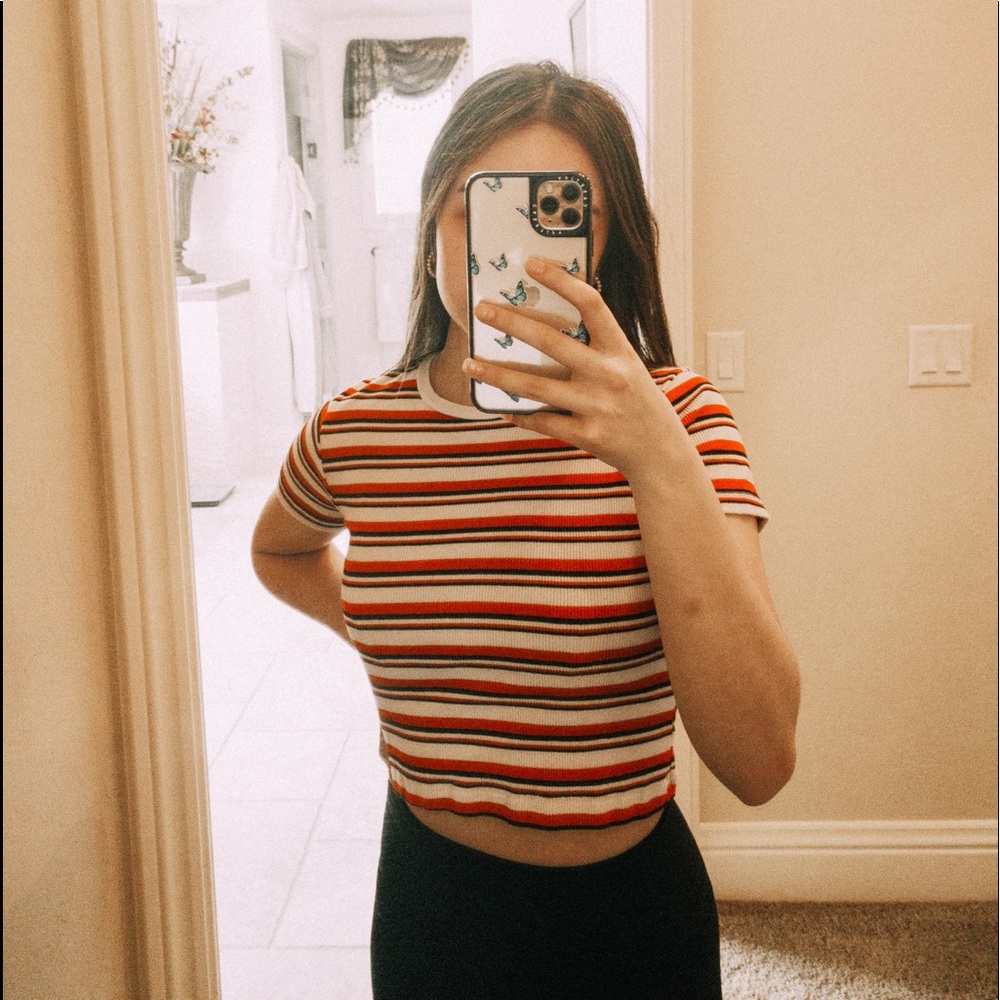 SOLD brandy melville✨- stripped cropped tshirt!!